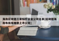 海南区块链三家标杆企业公司名单[区块链海南布局有哪些上市公司]