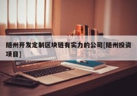 随州开发定制区块链有实力的公司[随州投资项目]